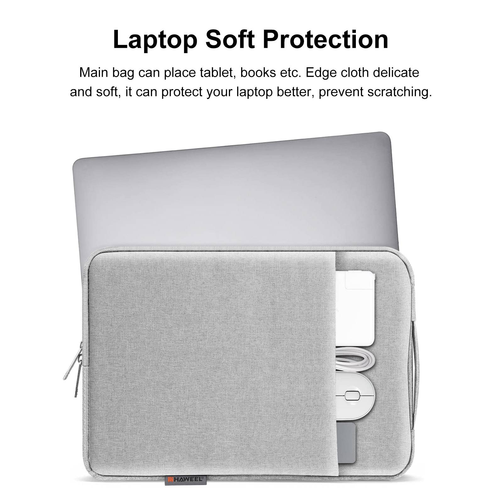 Haweel HWL7020 For 14-15 inch MacBook Pro 14 inch (2021) / 15 inch (2013) / (2016) Scratch Resistant Carrying Case Portable Sleeve Bag with Handle - Grey Haweel HWL7020 For 14-15 inch MacBook Pro 14 inch (2021) / 15 inch (2013) / (2016) Scratch Resistant Carrying Case Portable Sleeve Bag with Handle - Grey